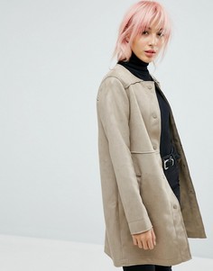 Куртка из искусственной замши без воротника New Look - Светло-серый