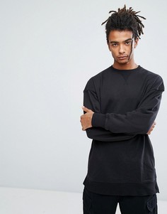 Черный свитшот с заниженной линией плеч и круглым вырезом New Look - Черный