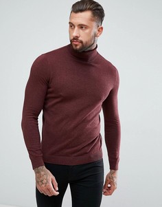 Темно-бордовый трикотажный джемпер с отворачивающимся воротником New Look - Красный