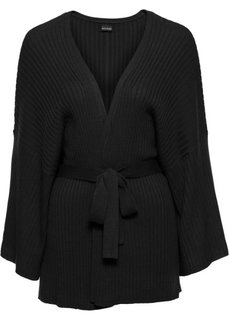 Вязаный кардиган-кимоно (черный) Bonprix