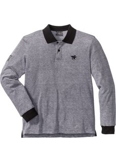 Футболка Regular Fit с воротником-поло и длинным рукавом (черный меланж) Bonprix