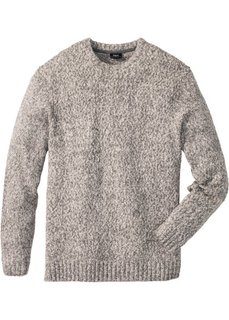 Пуловер с круглым вырезом Regular Fit (серый меланж) Bonprix