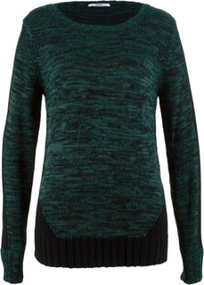 Пуловер с длинными рукавами (зеленый меланж) Bonprix