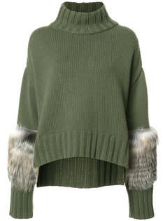 faux fur panel sleeves sweater Sally Lapointe