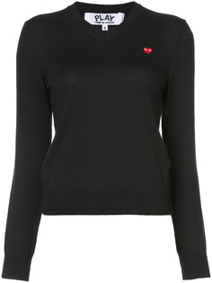 heart patch V-neck jumper Comme Des Garçons Play