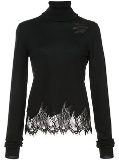 fitted turtleneck pullover with lace Sally Lapointe