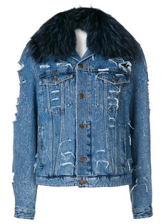 fur collar denim jacket  Forte Couture