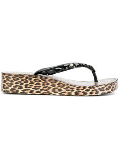 leopard print embellished slippers Tory Burch