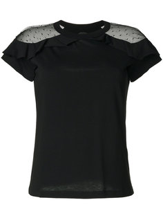 топ с полупрозрачными вставками на плечах и оборками  Red Valentino