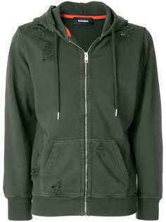 distressed zip hoodie Diesel