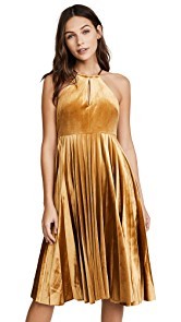 endless rose Strappy Velour Pleated Dress