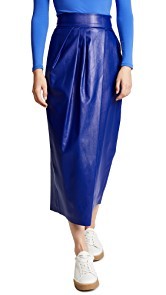 Vika Gazinskaya Faux Leather Pleated Long Skirt