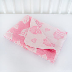 Одеяло байковое Совы 85х115, Baby Nice, розовый