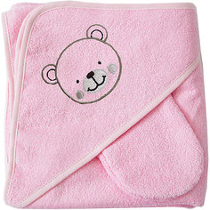 Махровое полотенце с уголком, 75х75 см., Baby Nice, розовый