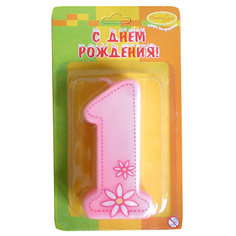 MC Свеча Цифра 1 розовая 7см Патибум