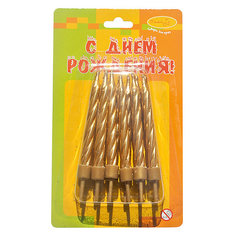 MC Свечи Золотые с держателями 12шт 6см Патибум