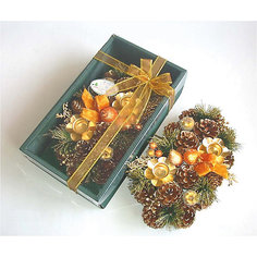 Новогоднее украшение - венок-подсвечник - 30 см, в ПВХ коробке Mag2000