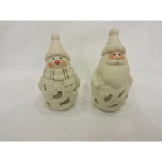 Cнеговик / Дед мороз белый, подсвечник, -12,8*8*6,5 см, 2 в ассорт Mag2000