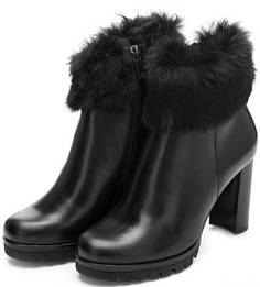 Черные кожаные ботильоны с меховой отделкой Högl
