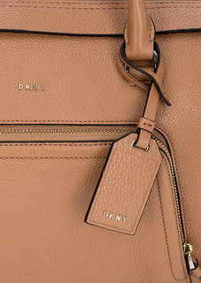 Коричневая кожаная сумка со съемным ремнем Dkny