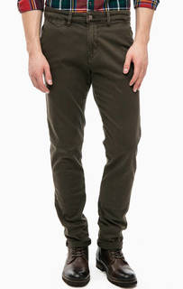 Хлопковые брюки цвета хаки Tom Tailor Denim