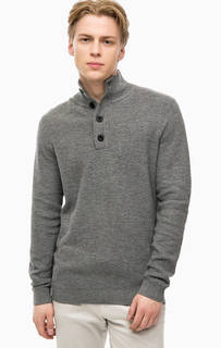 Серый хлопковый свитер с воротом на пуговицах Tom Tailor