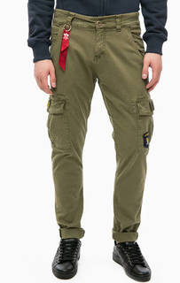 Хлопковые брюки с карманами и нашивками Alpha Industries