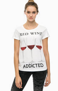 Белая футболка с принтом Happiness