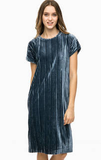 Синее бархатное платье прямого кроя Ichi