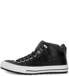 Черные кеды с текстильными вставками Converse