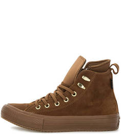 Коричневые кожаные кеды Converse