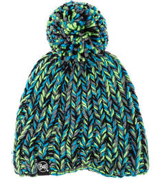 Разноцветная вязаная шапка с помпоном Buff