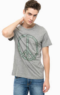 Серая хлопковая футболка с принтом Mustang