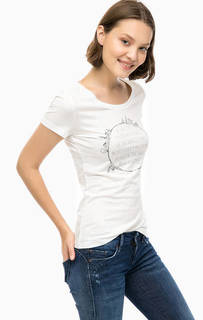 Белая хлопковая футболка с принтом Mustang