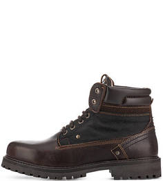 Утепленные кожаные ботинки с текстильными вставками S.Oliver