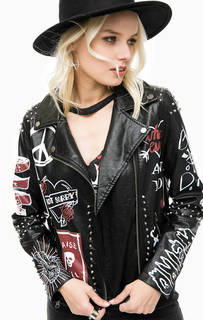 Куртка косуха с принтом и металлической отделкой Glamorous