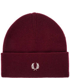 Бордовая шерстяная шапка Fred Perry