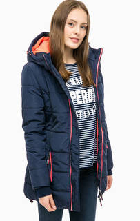 Длинная синяя куртка на молнии Superdry