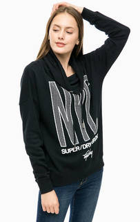 Черный хлопковый свитшот с принтом Superdry