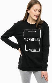Черный хлопковый свитшот с принтом Superdry