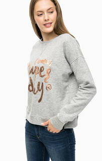 Серый хлопковый свитшот с принтом Superdry