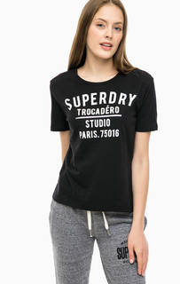Черная футболка с принтом Superdry