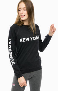 Серый хлопковый свитшот с принтом Superdry