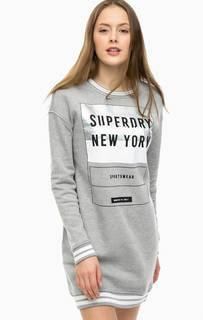 Короткое серое платье с принтом Superdry