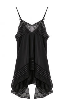 Платье-комбинация асимметричного кроя с кружевной отделкой Saint Laurent