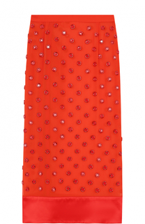 Полупрозрачная шелковая юбка-карандаш с оборкой Givenchy