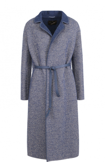 Шерстяное пальто с кожаным поясом Loro Piana