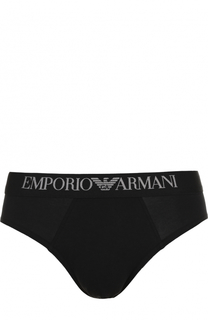 Хлопковые брифы с широкой резинкой Emporio Armani