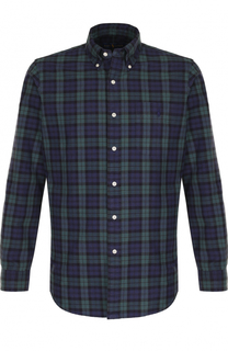 Хлопковая рубашка в клетку с воротником button down Polo Ralph Lauren