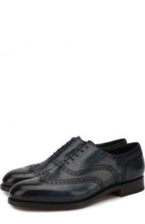 Кожаные оксфорды с брогированием Santoni
